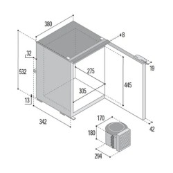 C42L Vitrifrigo Refrigerator - Grey Door | Compact and Efficient