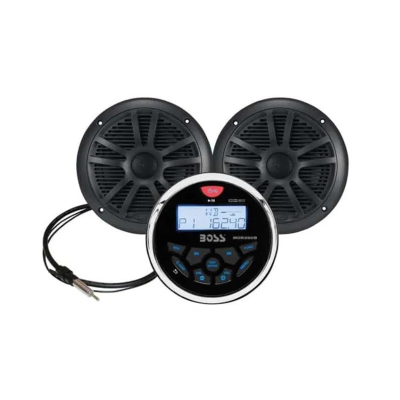 Pack MGR350 + MR6B 6.5" Black Speakers + Antenna | Marine Audio – MD Island Supply